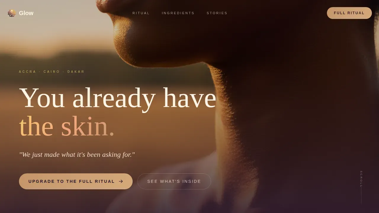 Melanin-Rich Skincare Ritual Upgrade Landing Page Template
