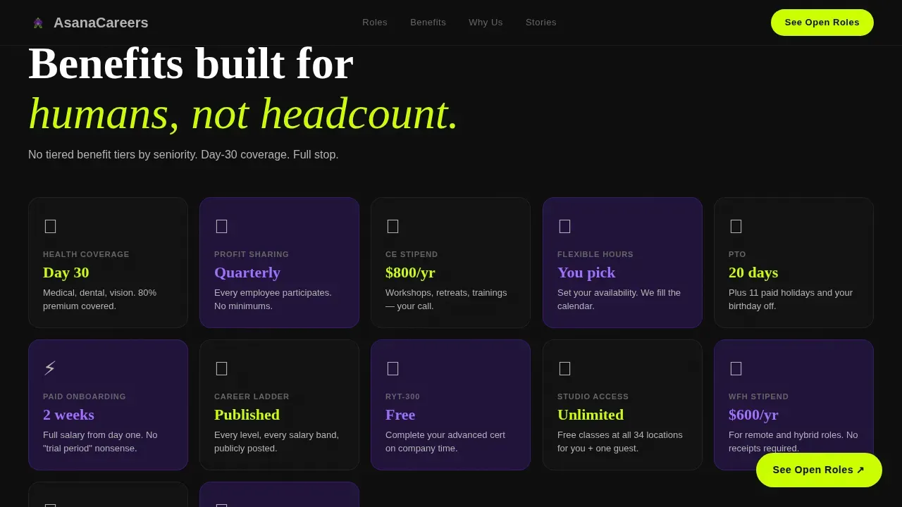 Yoga Studio Chain Careers & Instructor Recruitment Website Template