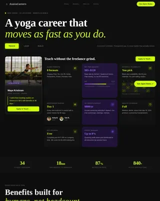 Yoga Studio Chain Careers & Instructor Recruitment Website Template