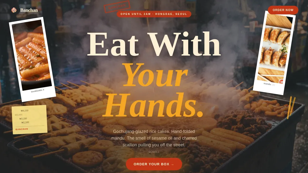 Authentic Korean Street Food Landing Page Template