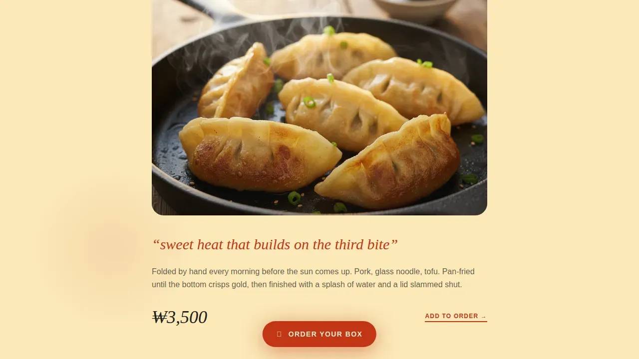 Authentic Korean Street Food Landing Page Template