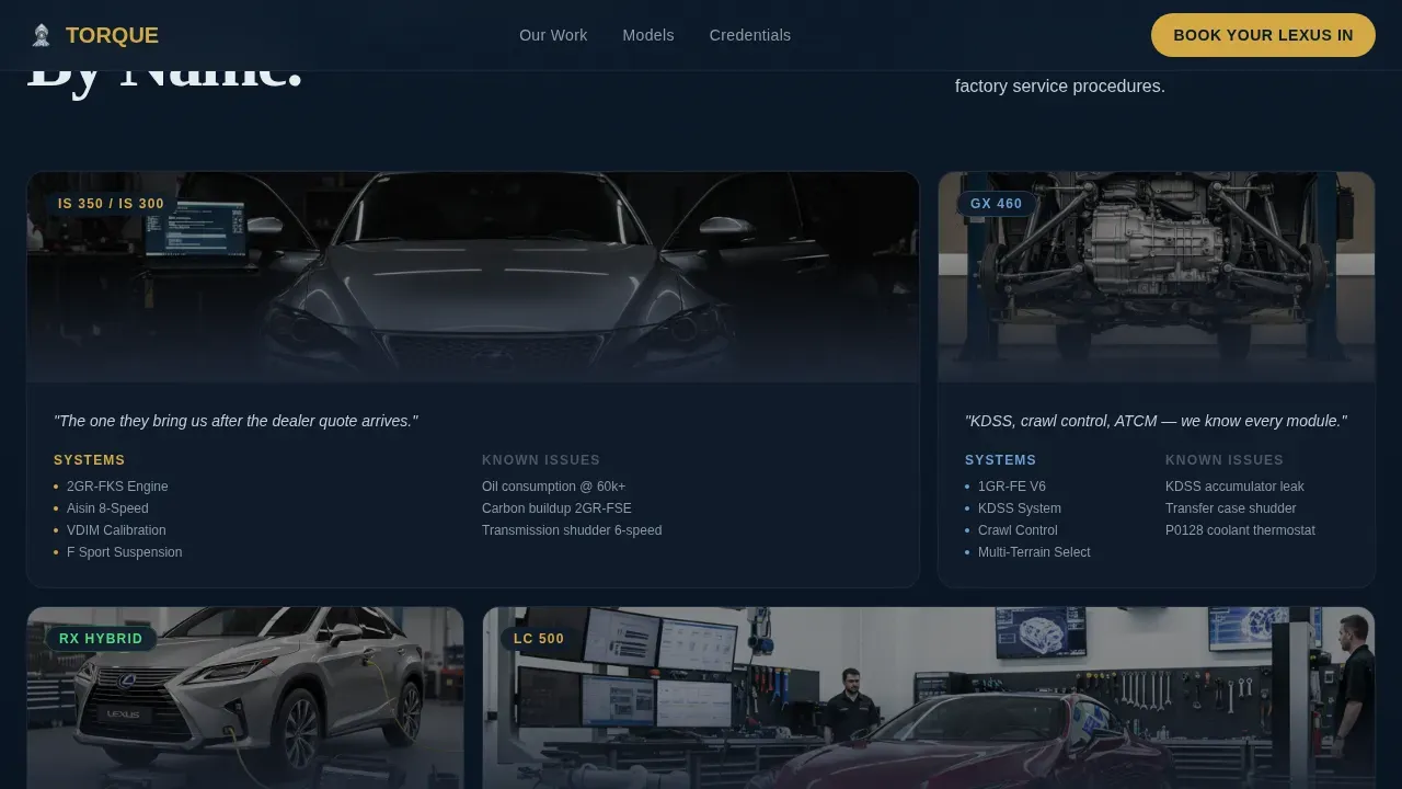 Specialist Lexus Mechanic | Free Website Template | Rocket