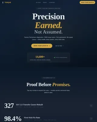 Specialist Lexus Mechanic | Free Website Template | Rocket