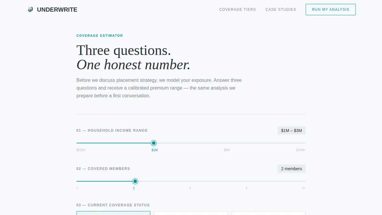 High Net Worth Individual Insurance Pricing & Packages Website Template