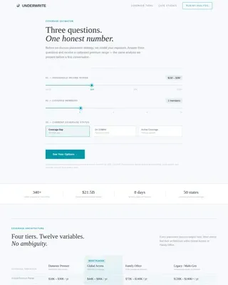 High Net Worth Individual Insurance Pricing & Packages Website Template