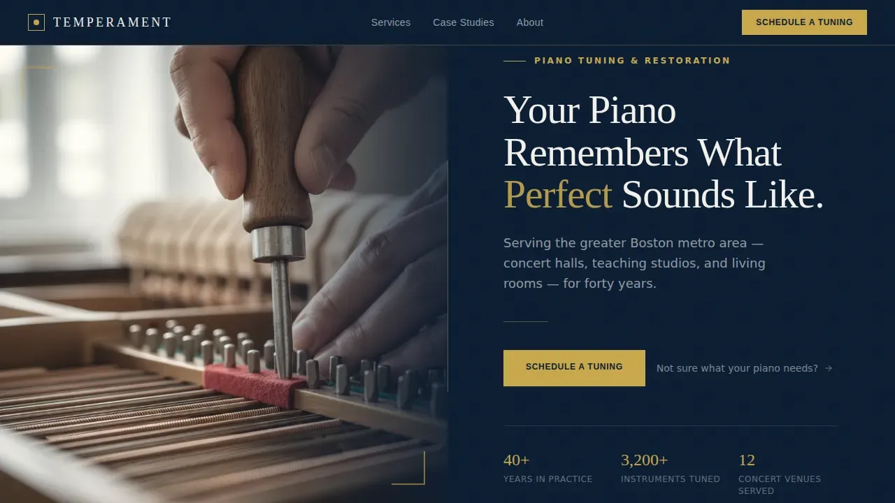 Concert Piano Technician Landing Page Template