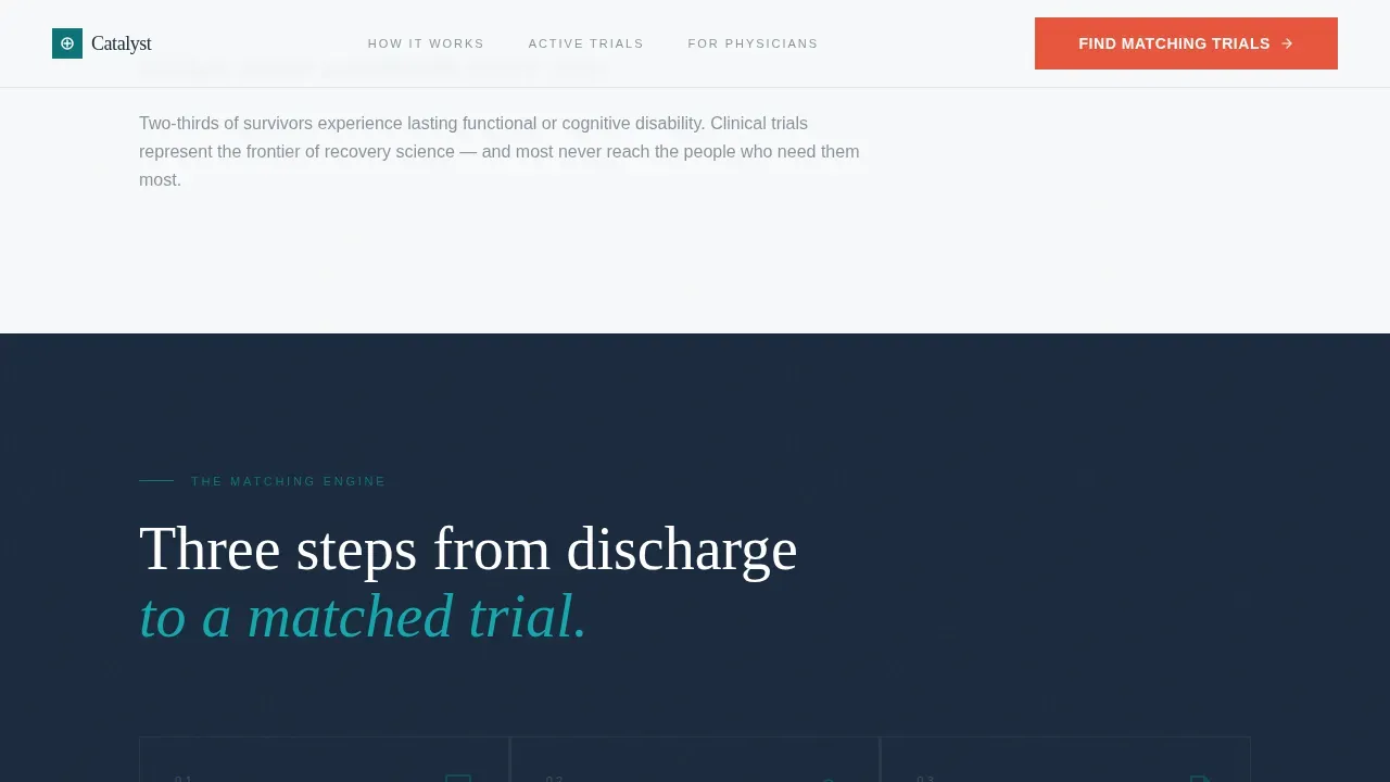 Clinical Stroke Recovery Trial Matching Landing Page Template