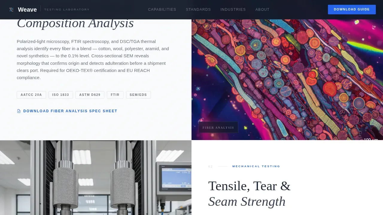 Expert Textile Testing Landing Page Template