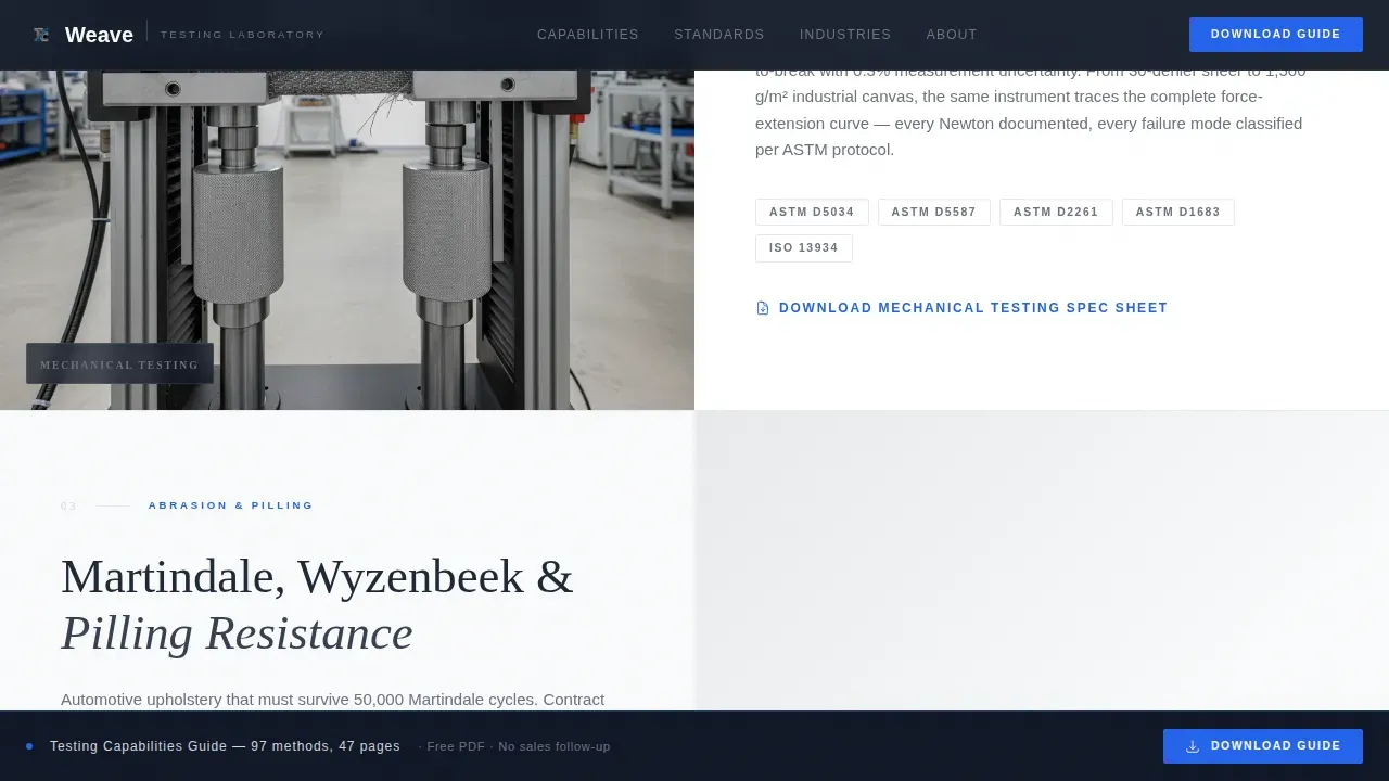 Expert Textile Testing Landing Page Template