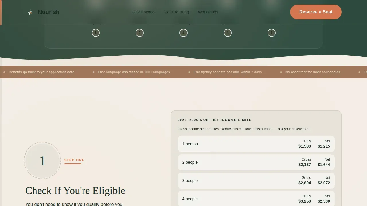 SNAP Benefits Landing Page Template