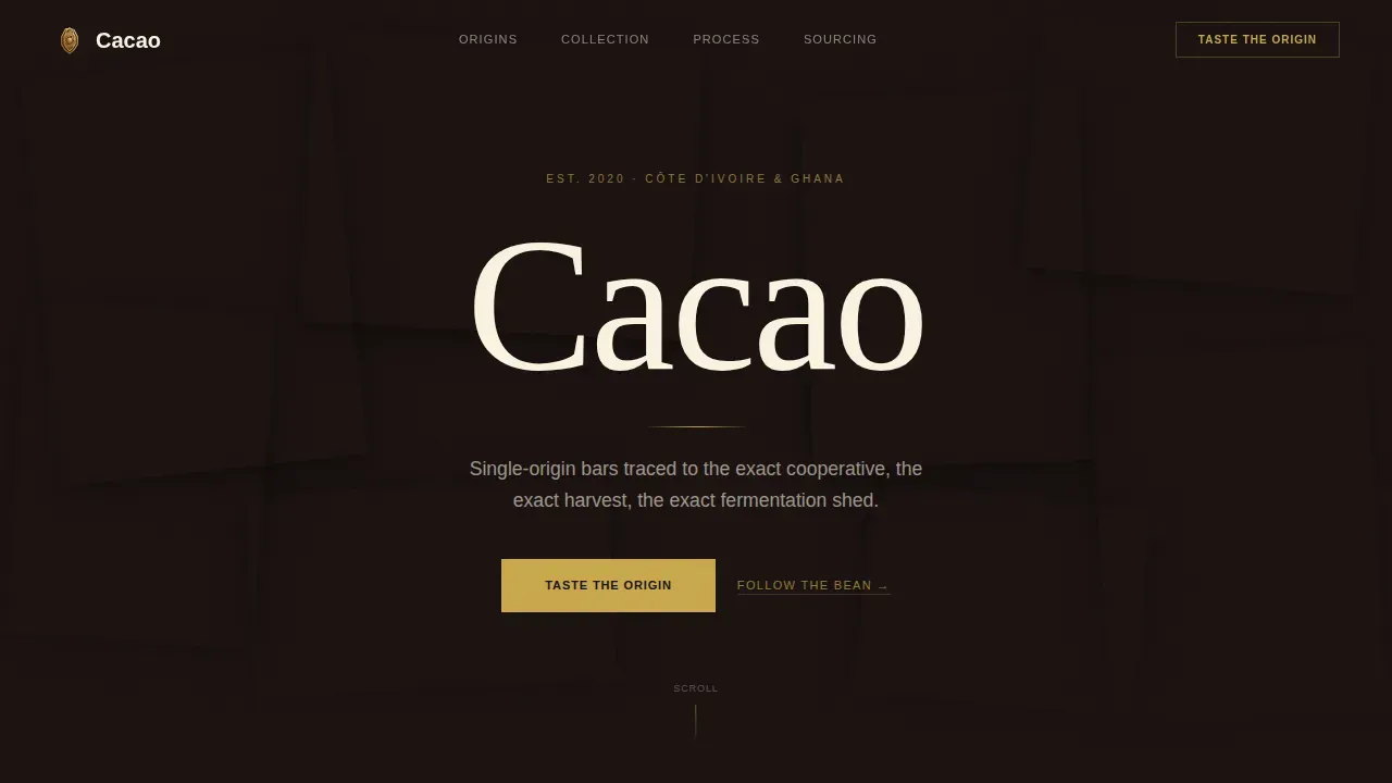 Single-Origin Chocolate Landing Page Template