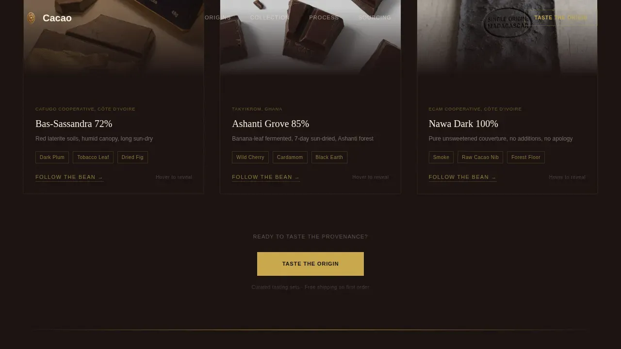Single-Origin Chocolate Landing Page Template