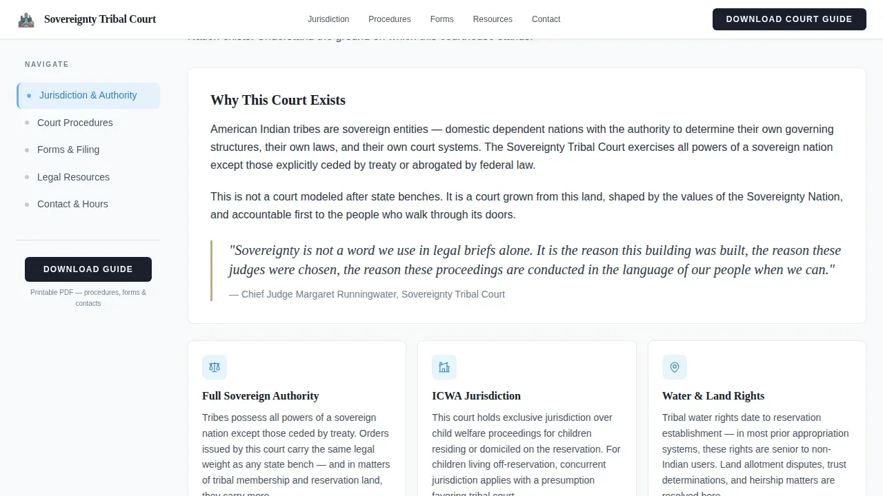 Tribal Court Landing Page Template