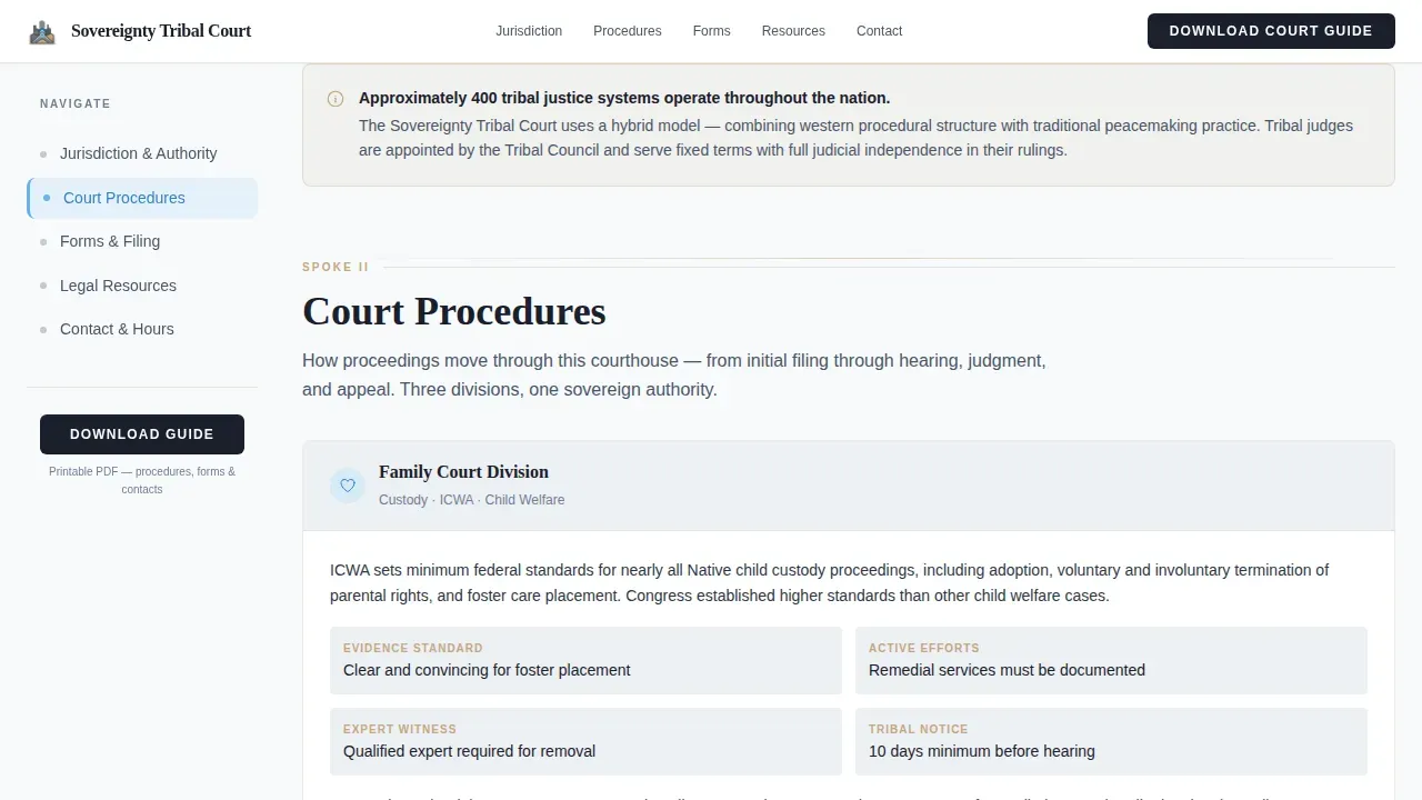 Tribal Court Landing Page Template