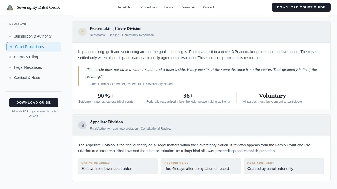 Tribal Court Landing Page Template