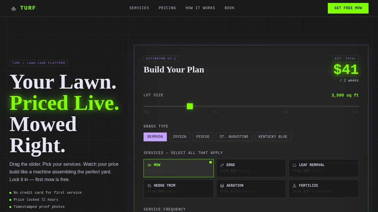 Bold Brutalist Landscaping Booking Landing Page Template
