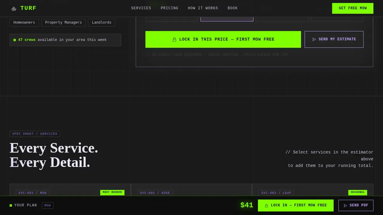 Bold Brutalist Landscaping Booking Landing Page Template