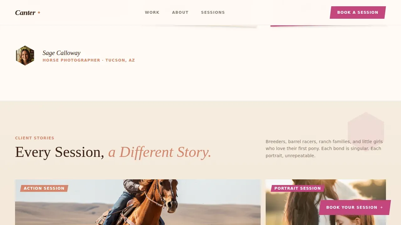 Equine Photography Portfolio Landing Page Template