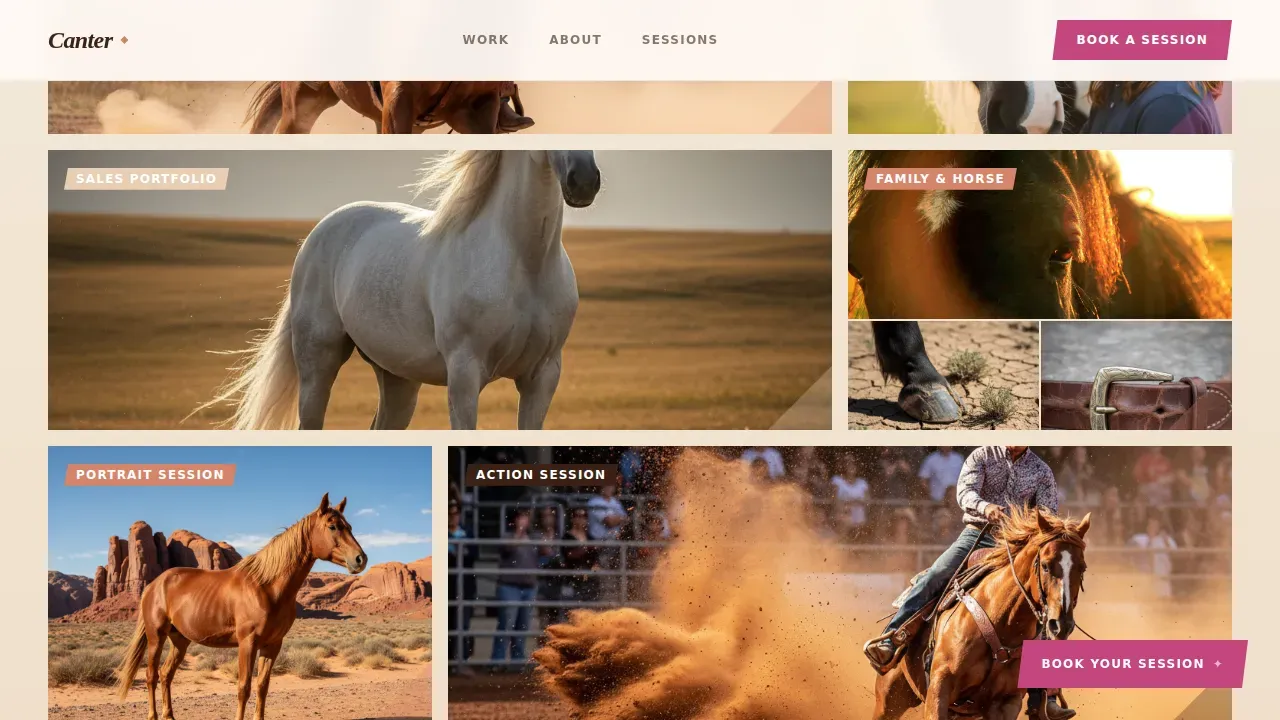 Equine Photography Portfolio Landing Page Template