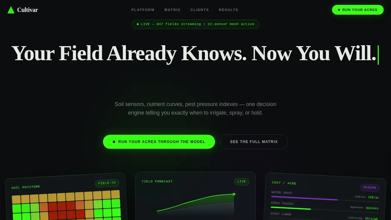 Agriculture Intelligence Landing Page Template