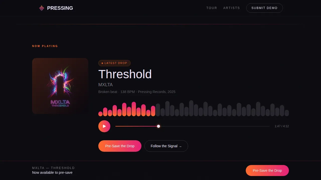 Independent Music Label Landing Page Template