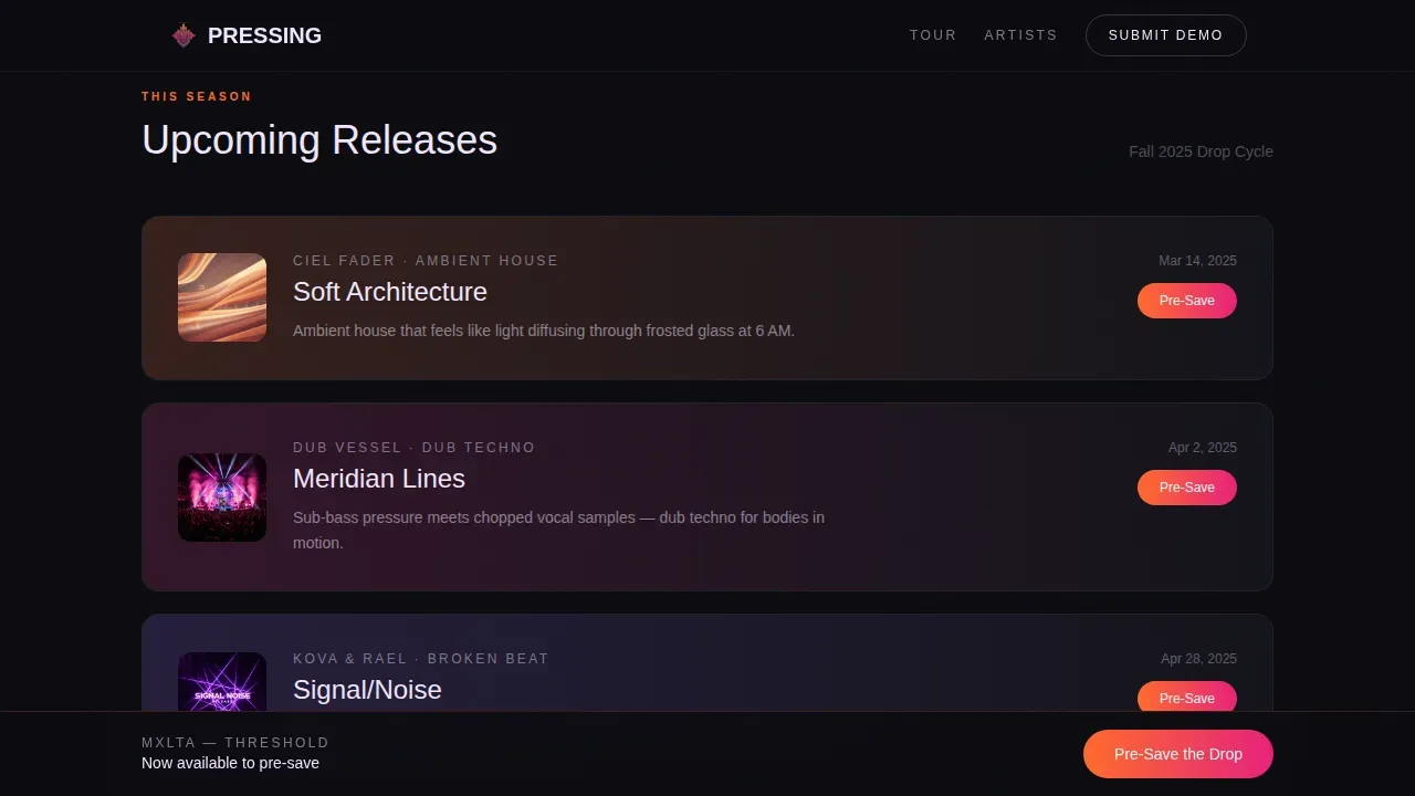 Independent Music Label Landing Page Template