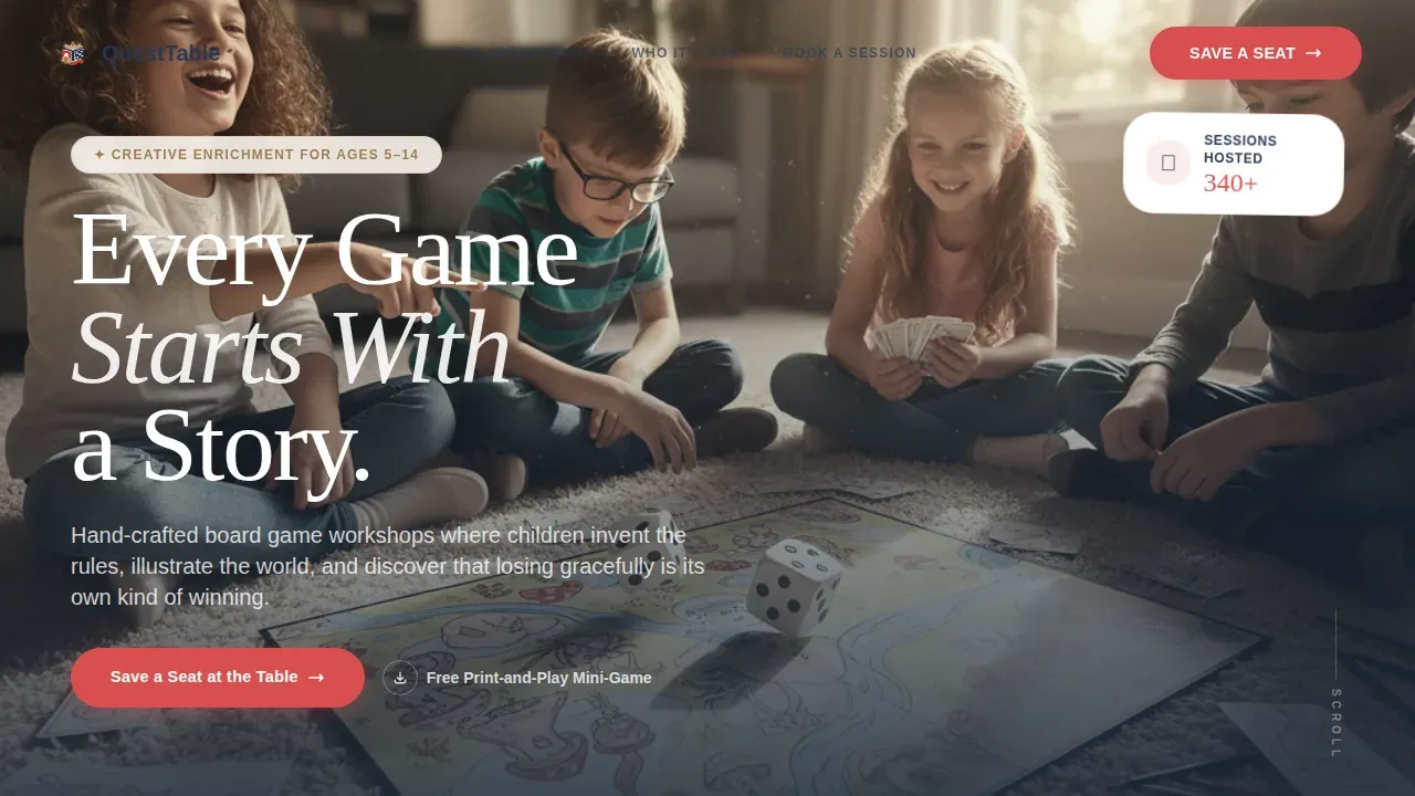 Creative Tabletop Gaming Landing Page Template