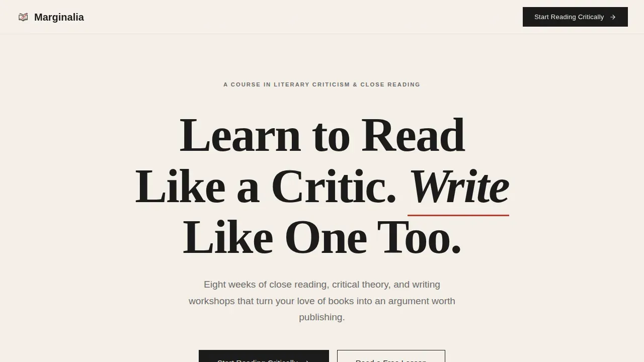 Immersive Literary Analysis Landing Page Template