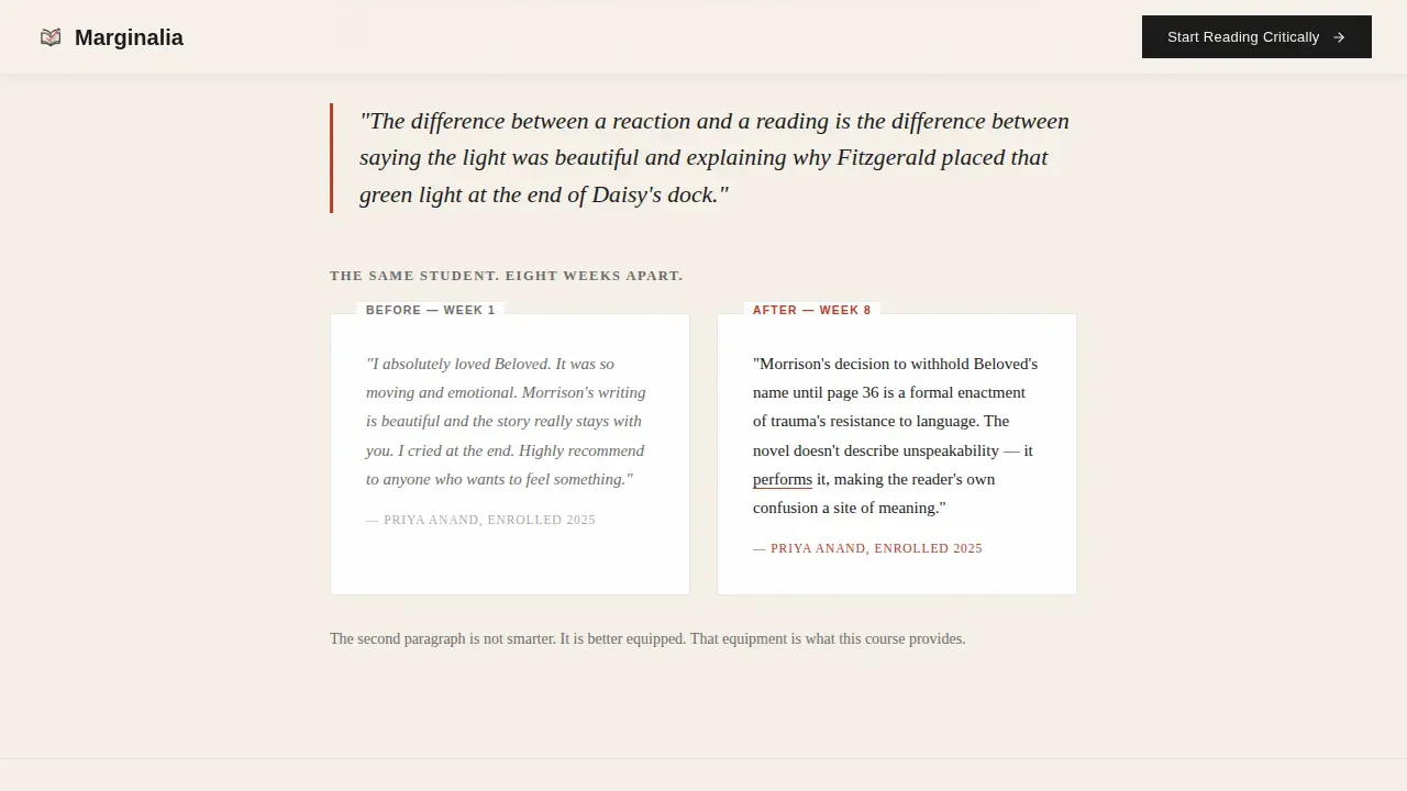 Immersive Literary Analysis Landing Page Template