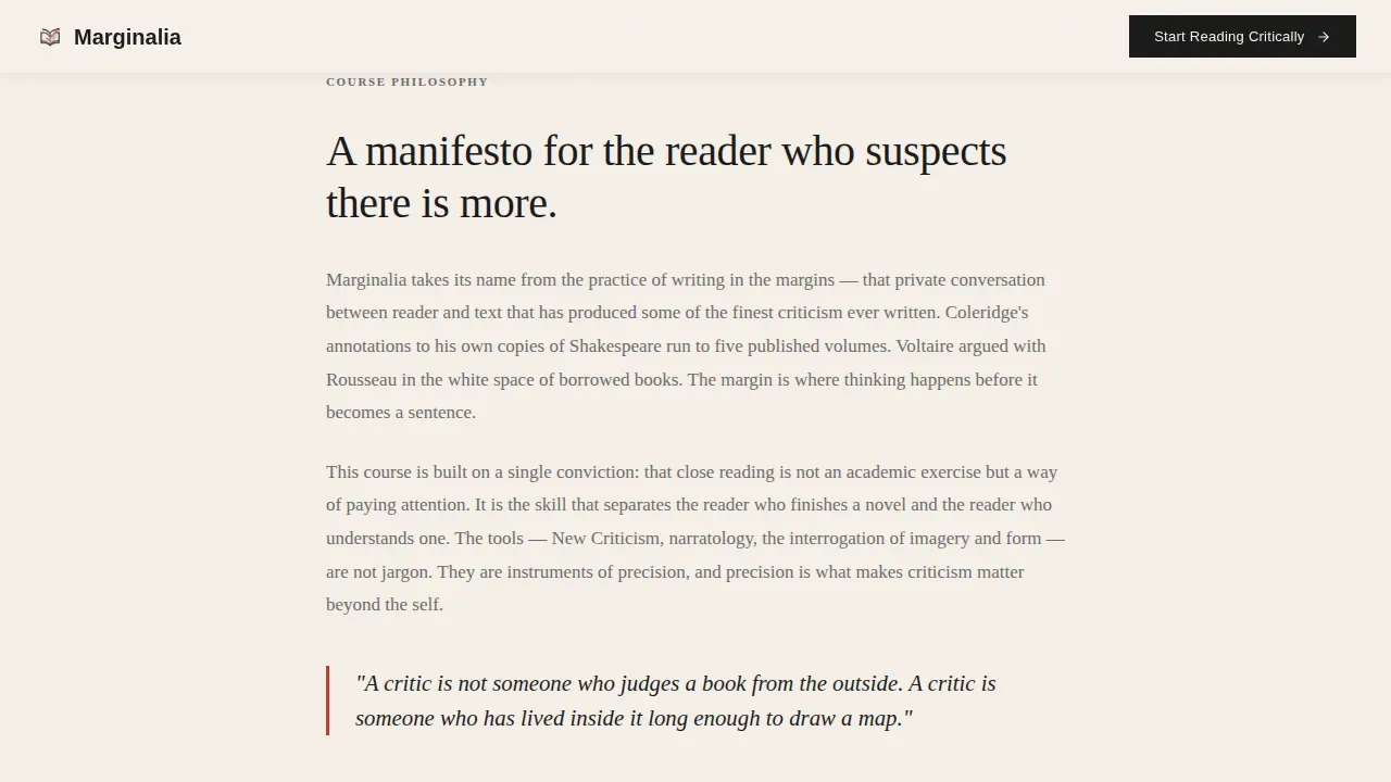 Immersive Literary Analysis Landing Page Template