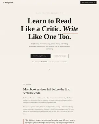 Immersive Literary Analysis Landing Page Template