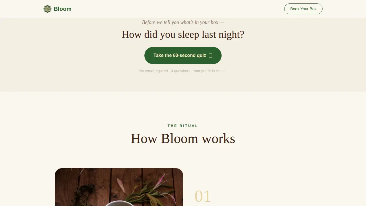 Botanical Wellness Box Landing Page Template
