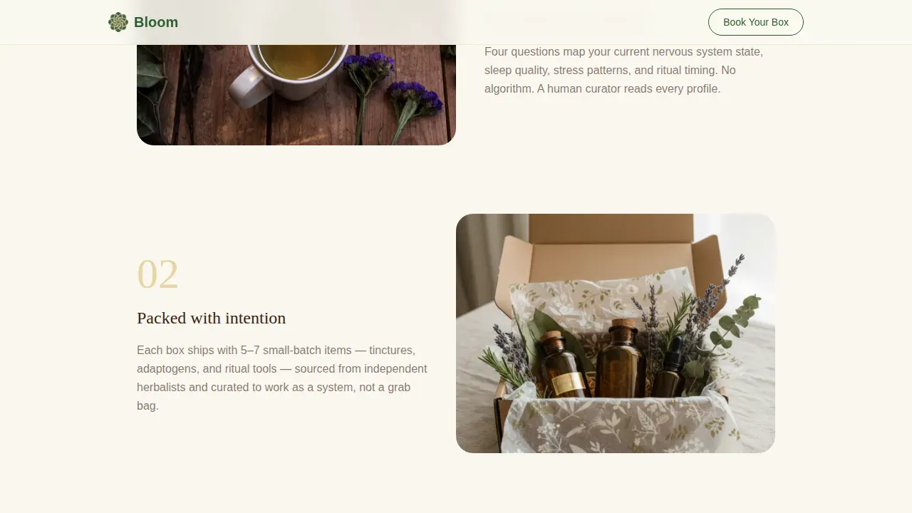 Botanical Wellness Box Landing Page Template