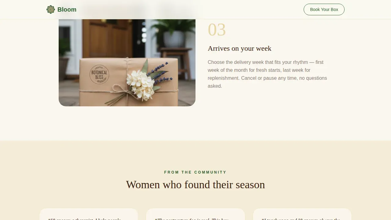 Botanical Wellness Box Landing Page Template