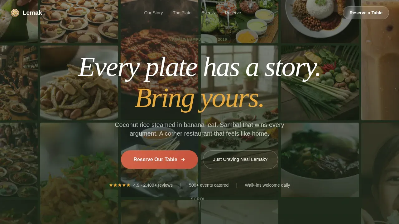 Authentic Malaysian Cuisine Event Landing Page Template