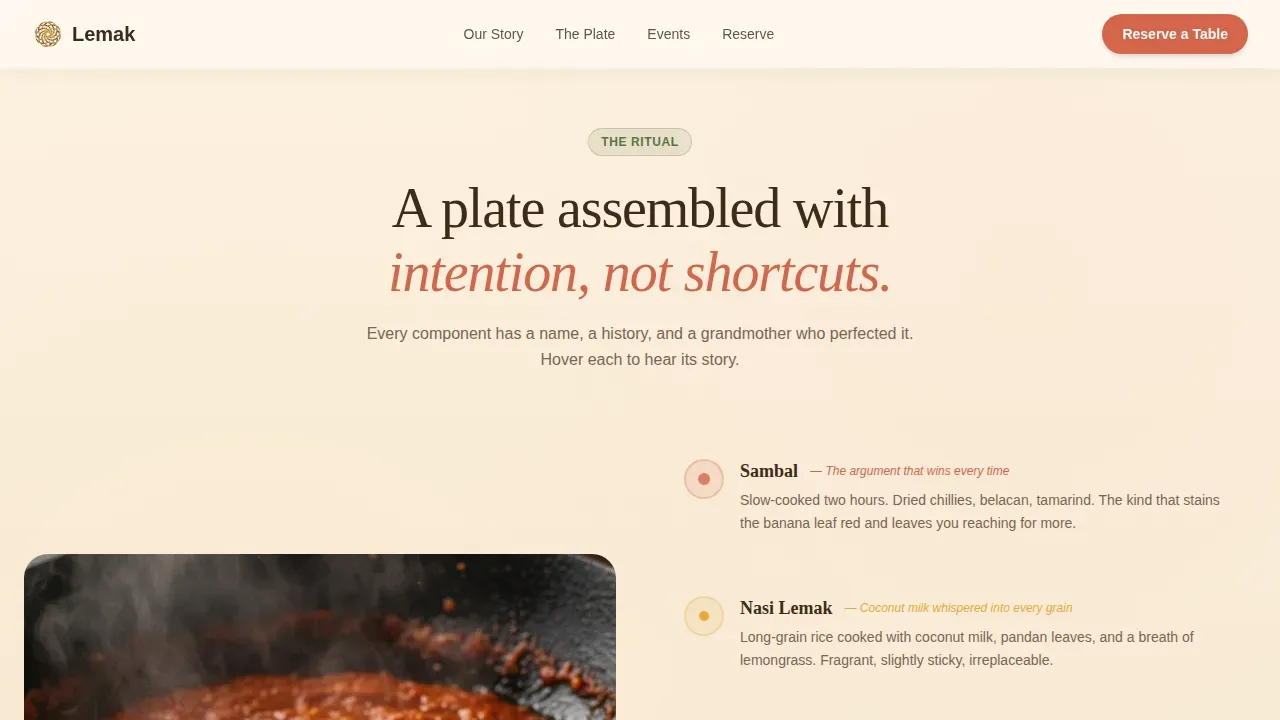 Authentic Malaysian Cuisine Event Landing Page Template