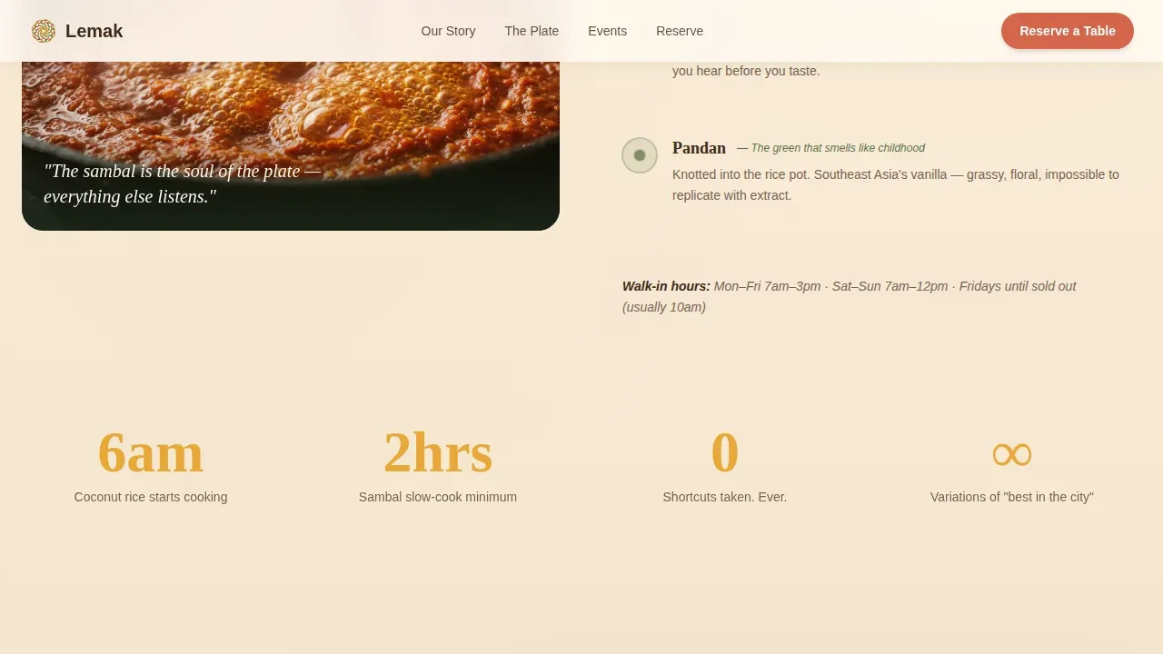 Authentic Malaysian Cuisine Event Landing Page Template