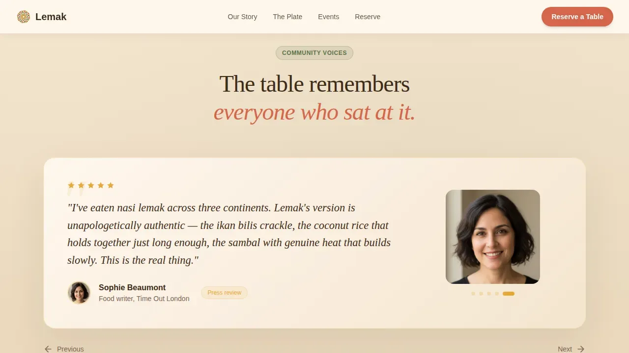 Authentic Malaysian Cuisine Event Landing Page Template