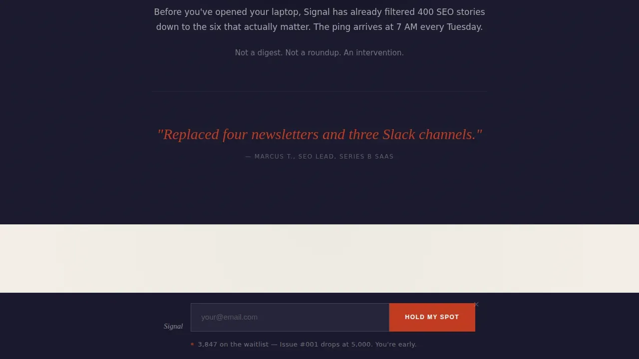 SEO & Content Newsletter Pre-Launch Website Template