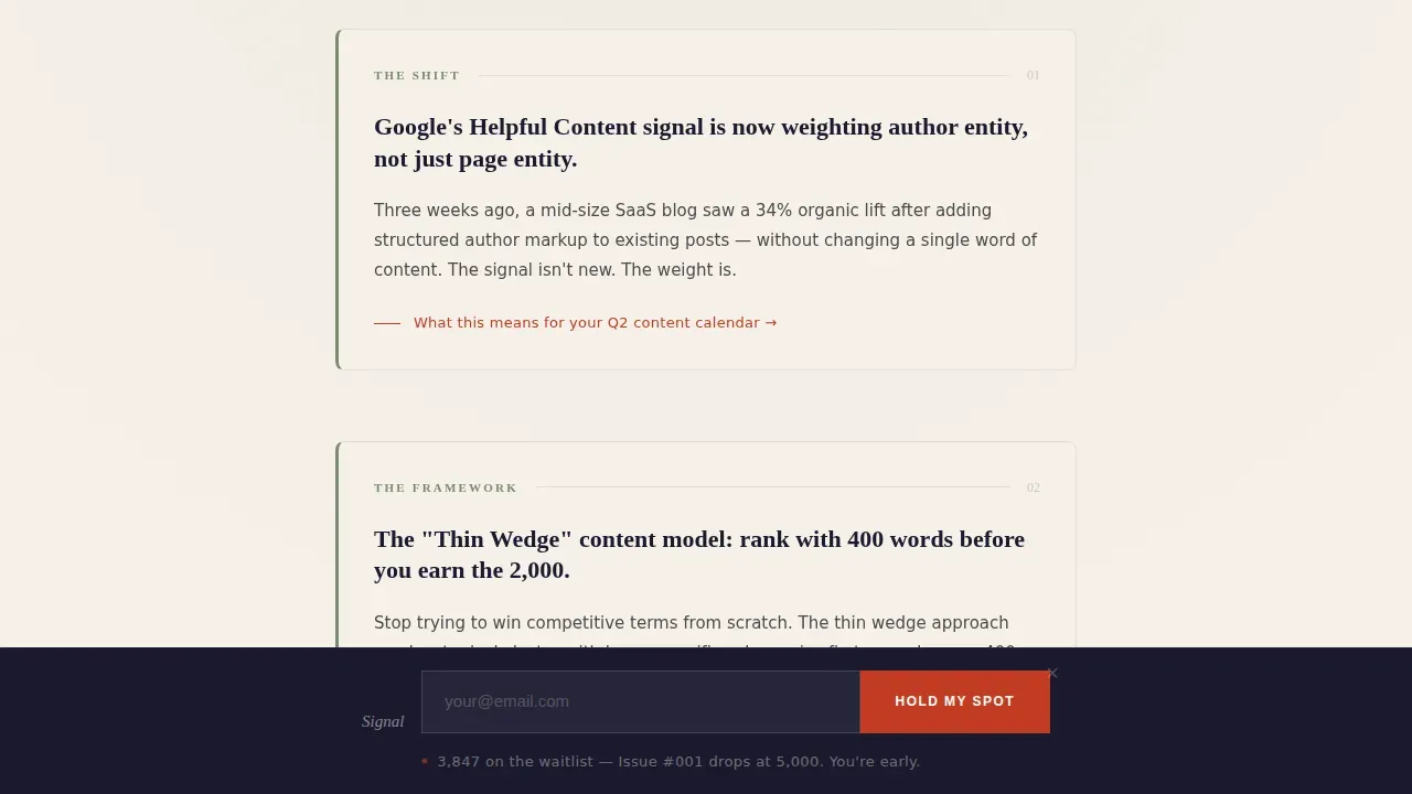 SEO & Content Newsletter Pre-Launch Website Template