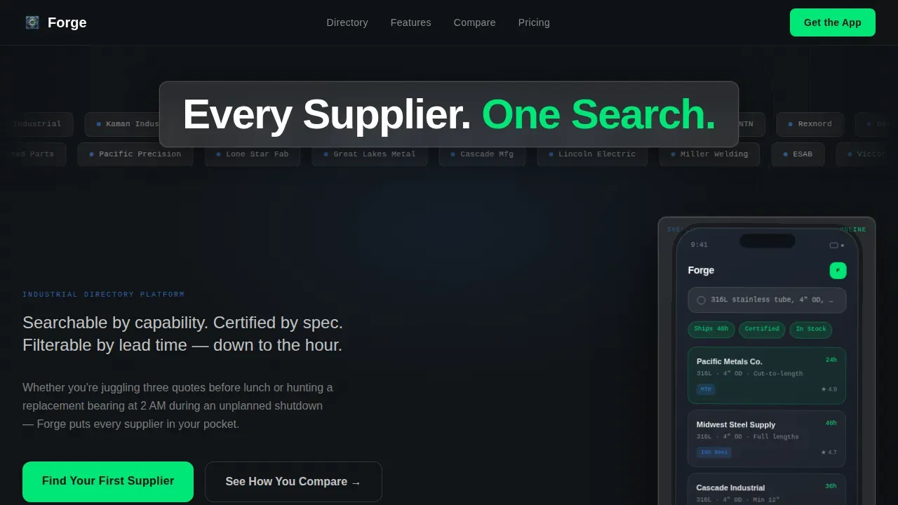 Industrial Supplier Marketplace Landing Page Template