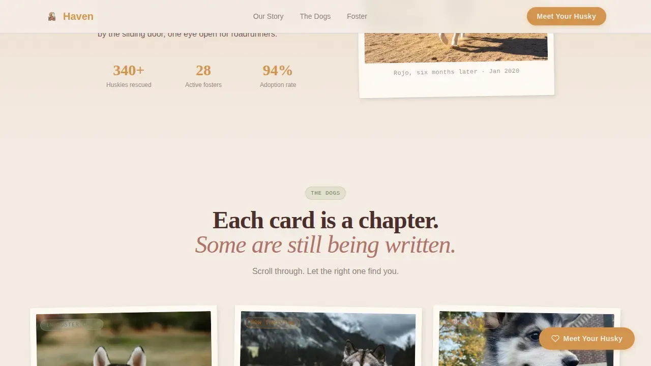 Heartfelt Husky Adoption Landing Page Template