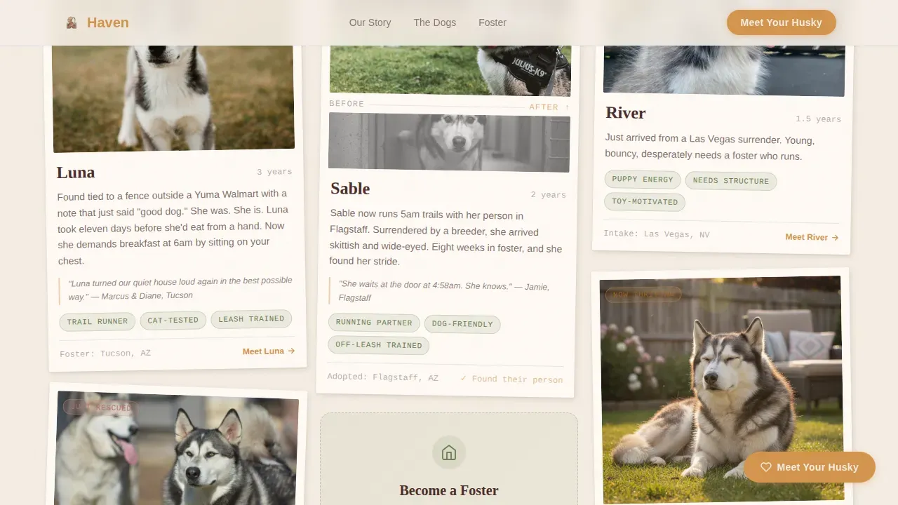 Heartfelt Husky Adoption Landing Page Template