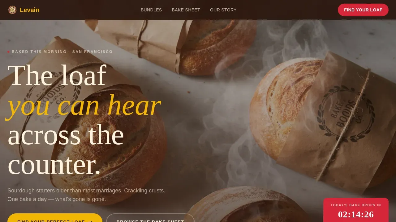 Neo-Retro Flash Deal Artisan Bread Store Landing Page