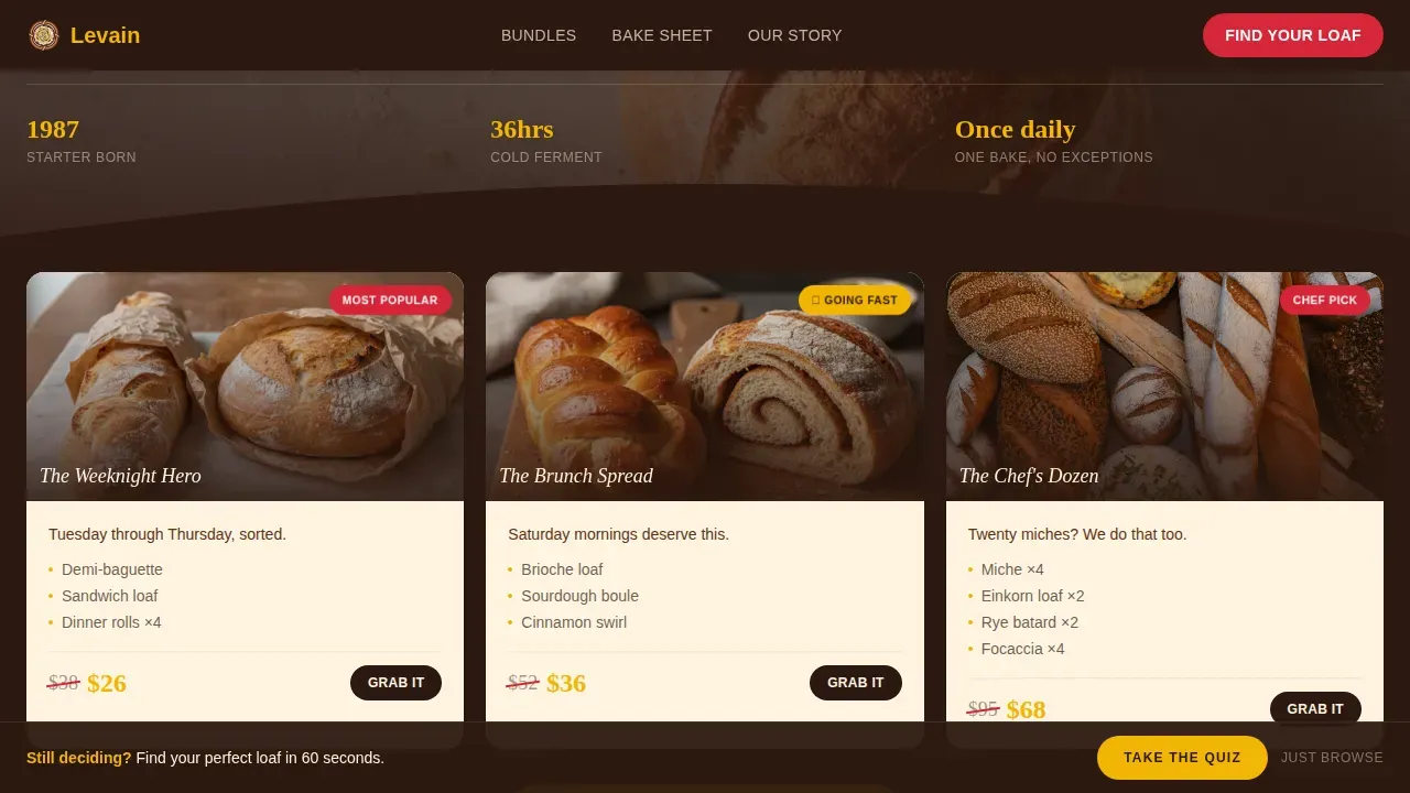 Neo-Retro Flash Deal Artisan Bread Store Landing Page