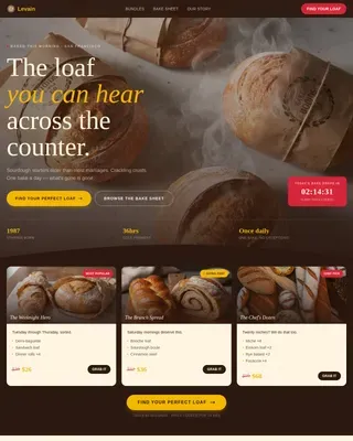 Neo-Retro Flash Deal Artisan Bread Store Landing Page