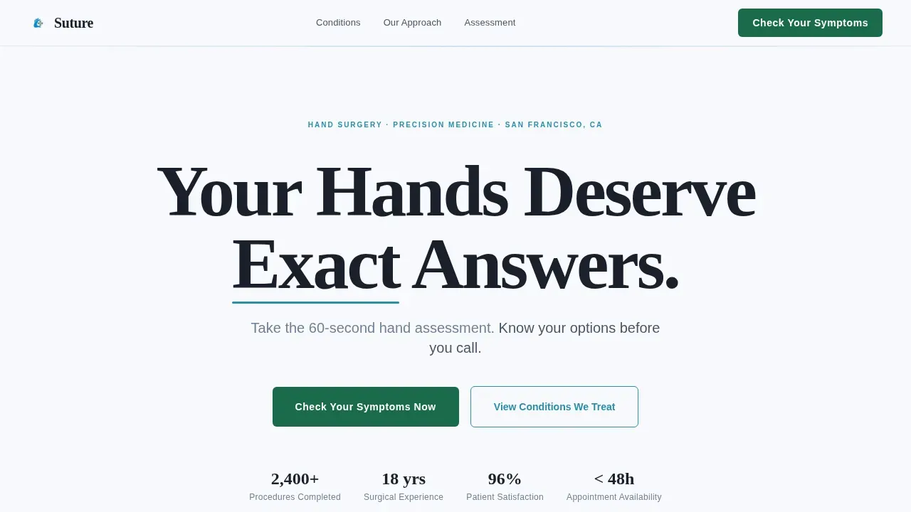 Hand Surgeon Specialist Booking Website Template