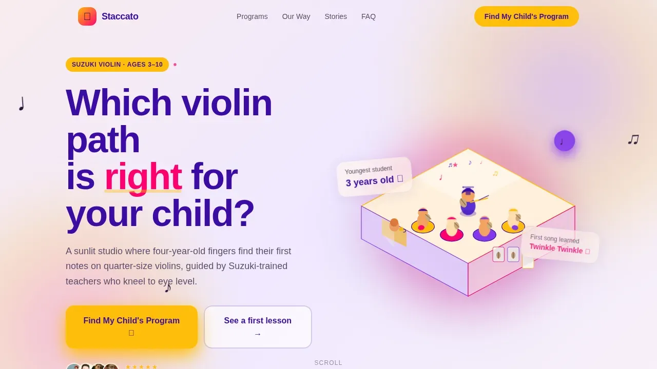 Kids Violin Academy Landing Page Template