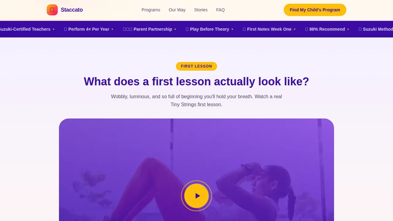 Kids Violin Academy Landing Page Template