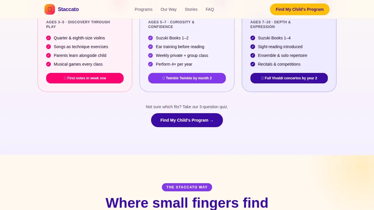Kids Violin Academy Landing Page Template